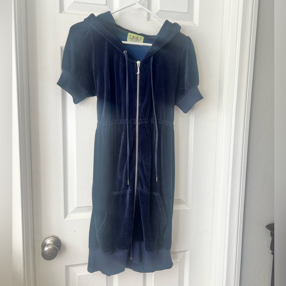 Juicy Couture velour zip dress navy
